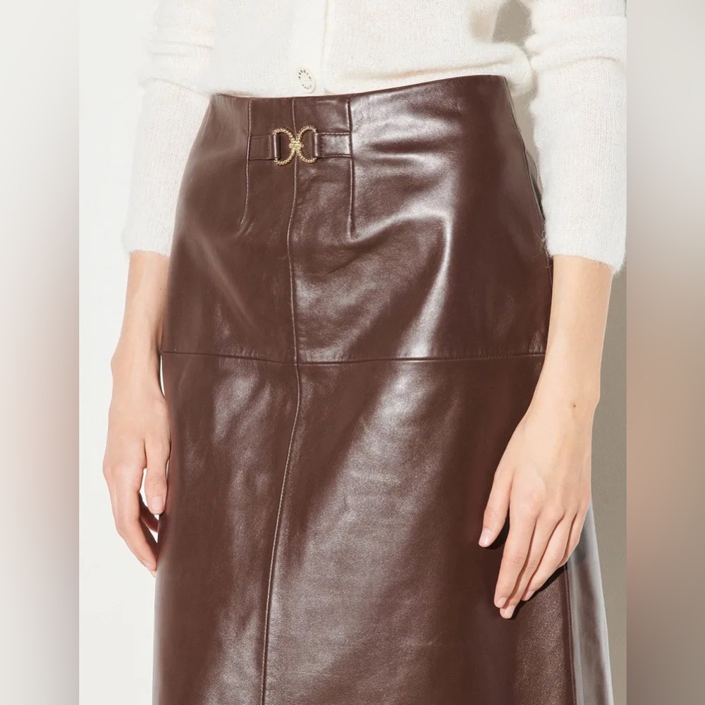 Sandro Brown 100% Leather Skirt